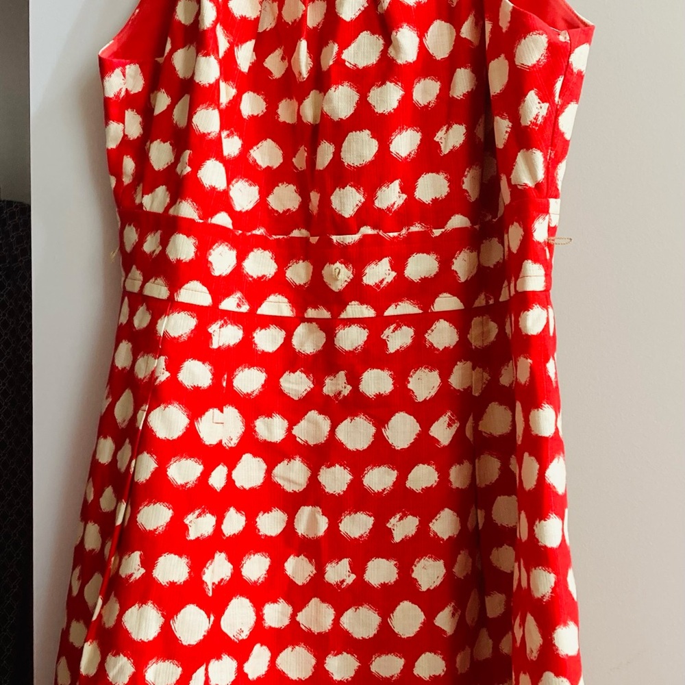 Asymmetrical Red and White Polka Dot Dress